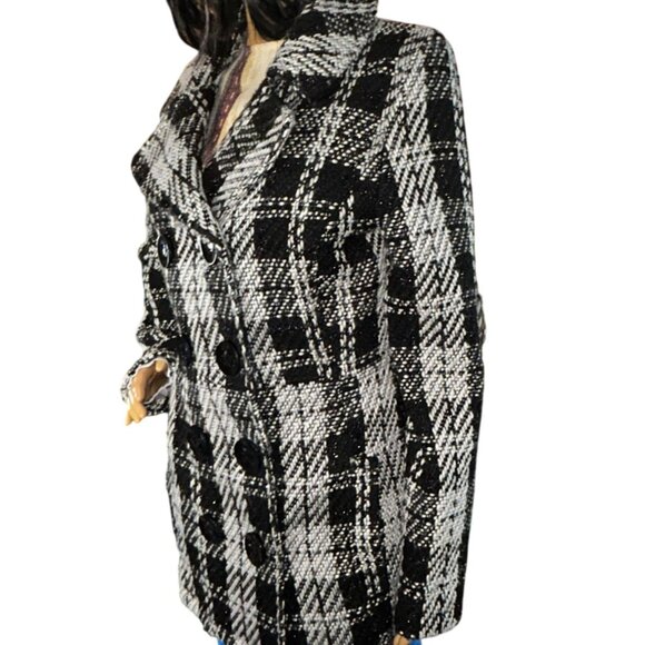 Rue 21 Womens Houndstooth Peacoat Medium Wool Blend Academia - Picture 4 of 15